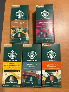 Starbucks Coffee Capsule Assortment - Green, Orange, Yellow, Brown, Purple